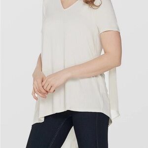 Lisa Rinna Collection Cream Asymmetrical Tunic
